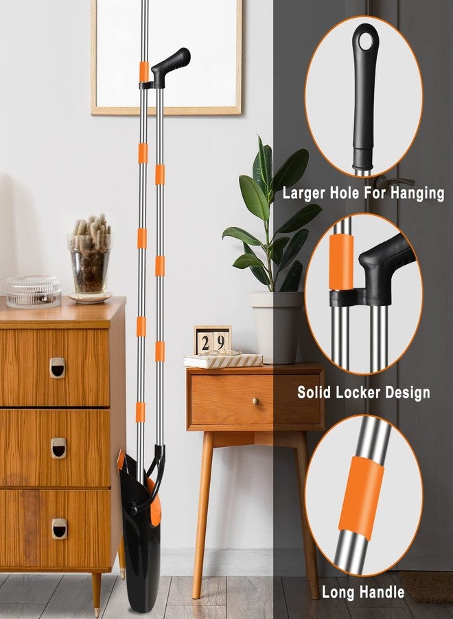 GRAREND Broom and Dustpan Set for Home, Upright 55" Broom and Dustpan Combo with Long Handle, Lobby Broom Sweeping for House Kitchen Room Office Indoor Floor Cleaning Supplies Housewarming Gift-Orange - Image 4